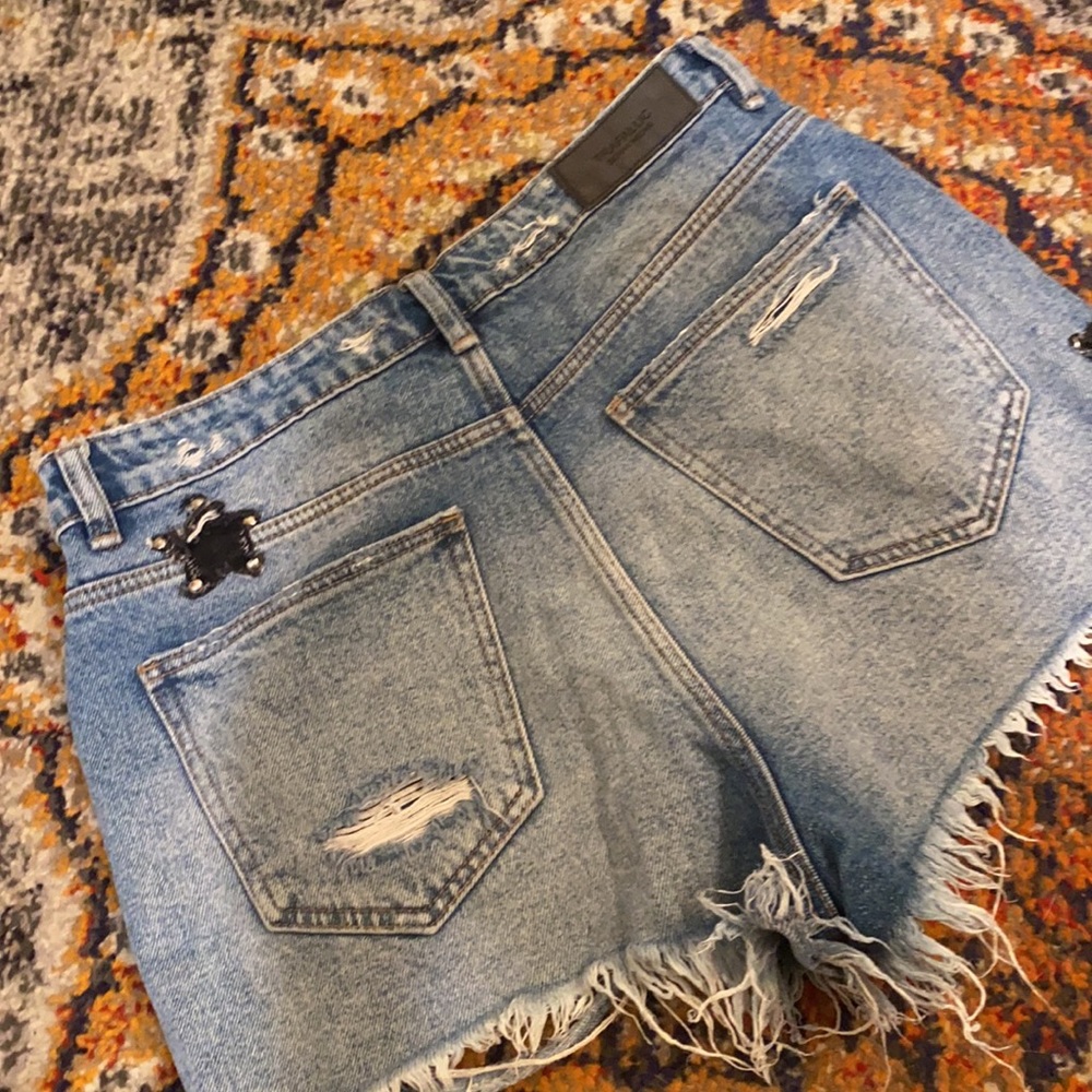 Zara Distressed Denim Blue Jean shorts size 6 streetwear
